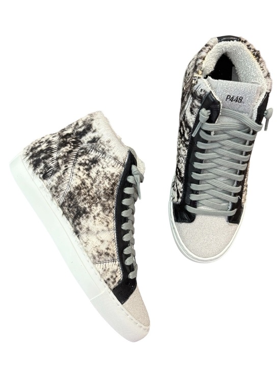 P448 Shoes - P448 High Top Sneakers Cow Softy Print Calf Fur Leather Size 36 NIB